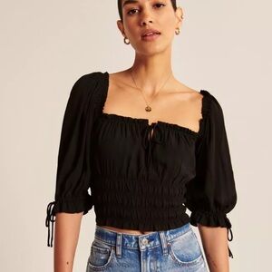 ABERCROMBIE & FITCH Ruched Square Neck Top